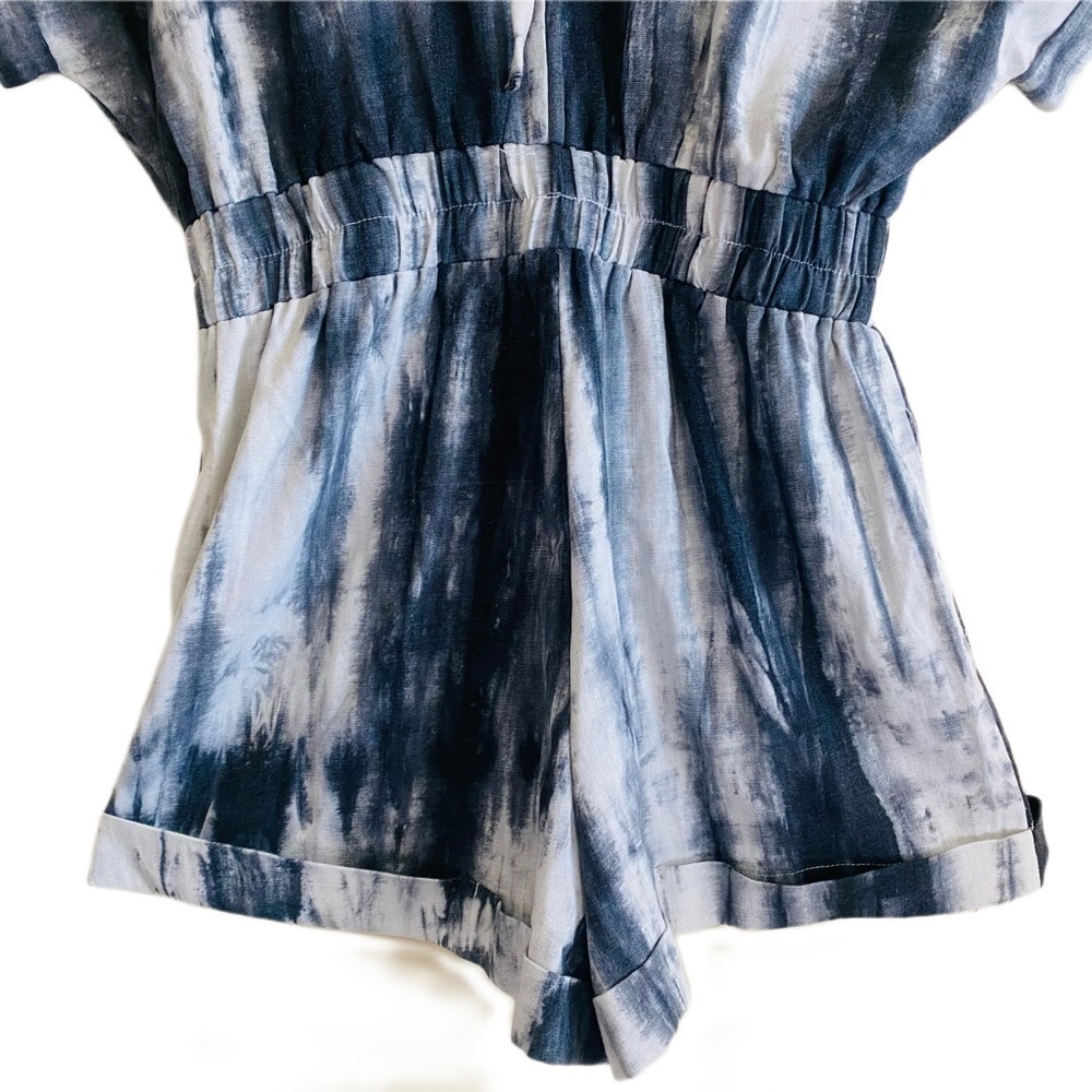 EE:SOME Cotton Linen Blend Tie-Dye Romper Size S NWT Vacation Beach Bohemian - Picture 4 of 9